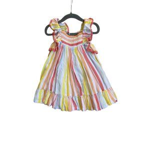 Tahari Baby Girls’ Rainbow Striped Dress – 24 Months, Ruffle Sleeves, Gently Wor